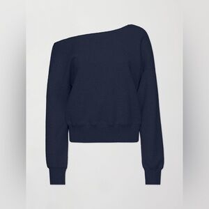 Off-the-Shoulder Navy Sweatshirt